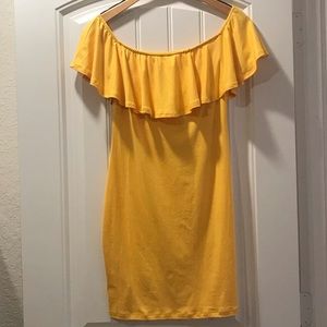 Agaci Off the Should Yellow Dress